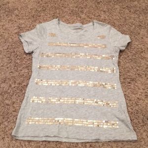 Banana Republic gray shirt with gold sequins